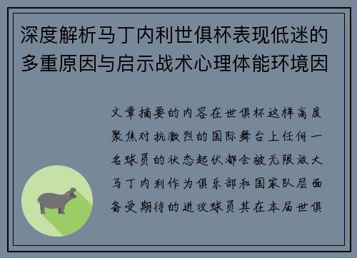 深度解析马丁内利世俱杯表现低迷的多重原因与启示战术心理体能环境因素